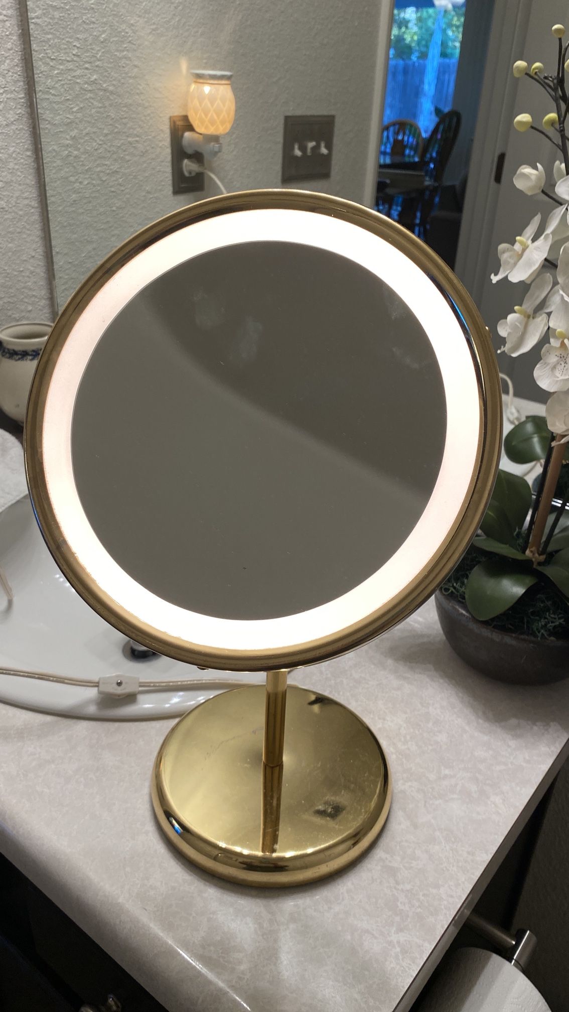 Vintage Lighted Magnetized Mirror The Mirror Tilts, Large Mirror Great For Applying Make-Up