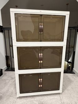 Brand New in box 63 Gallon 3-Tier Collapsible Storage Cabinet with Magnetic Doors & Wheels – 252 QT