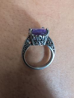 Silver Filigree Ring with Purple Stone