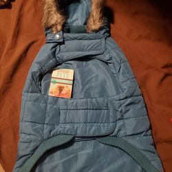 Coat Blue Pet Puffer Size Large 17" Length