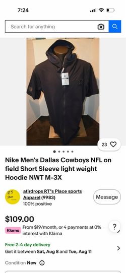 Nike men’s Dallas Cowboys on the field short sleeve hoodie