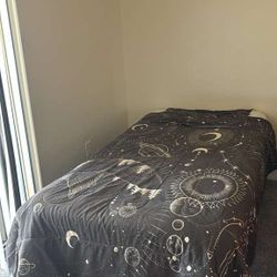 Twin Bed Frame with Mattress and Pads
