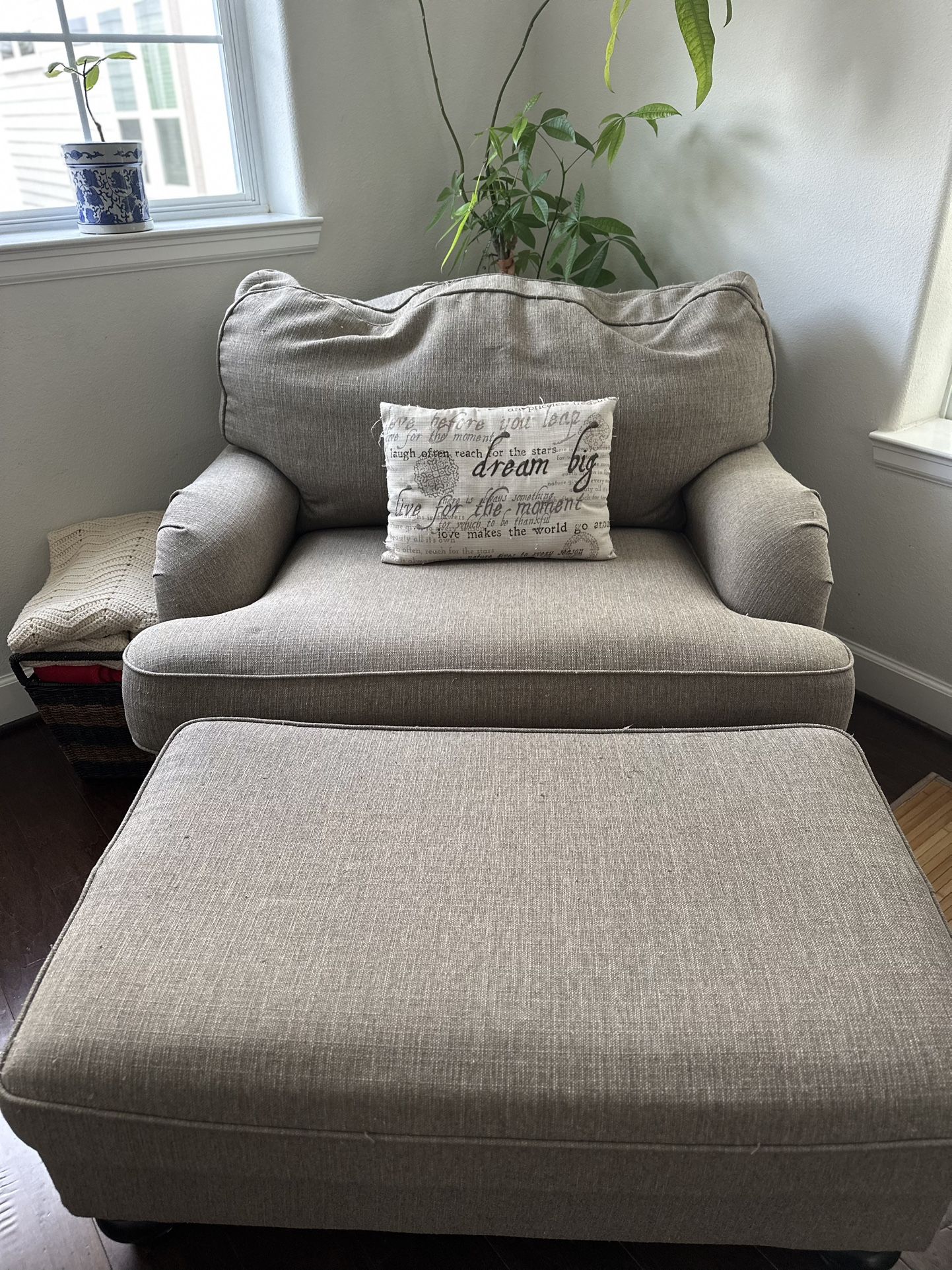 Oversized Pottery Barn Chair And Ottoman