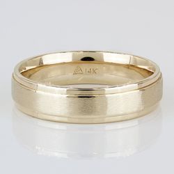 14K Yellow Gold Brushed Comfort -Fit Marriage Wedding Band Ring