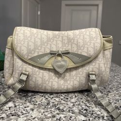 Christian Dior Trotter Monogram Romantique Shoulder Bag Cream 2005 Vintage