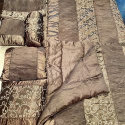King Size Silk Brown Bedding Set
