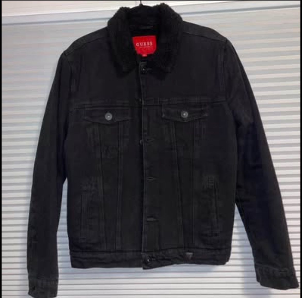 GUESS Men's Black Sherpa Collar Jacket