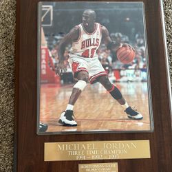 Michael Jordan Three Time Champion Plaque 