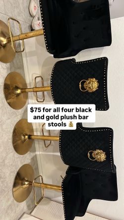 Plush black and gold bar stools