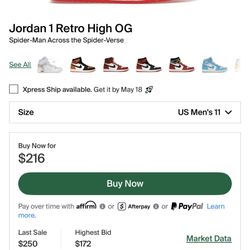 Jordan 1 Across The Spider verse Size 11