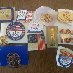 12 Vintage USA Olympic Pins 