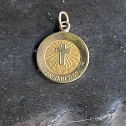 14k Yellow Hold Conformation Medal Pendant~