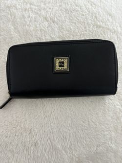 Mundi Wallet With Checkbook Compartment Black Zip Around Measures approximately 7” x 