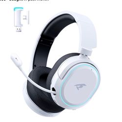 (606060-11) Wireless Gaming Headset, 7.1 Surround Sound, 2.4GHz USB Gaming Headphones with Bluetooth 5.4, 100H Battery, ENC Noise Canceling Mic, RGB L