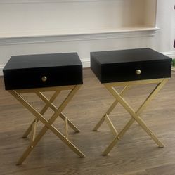 Black and Gold Accent - Corner Tables - Nightstands (Set of 2 )