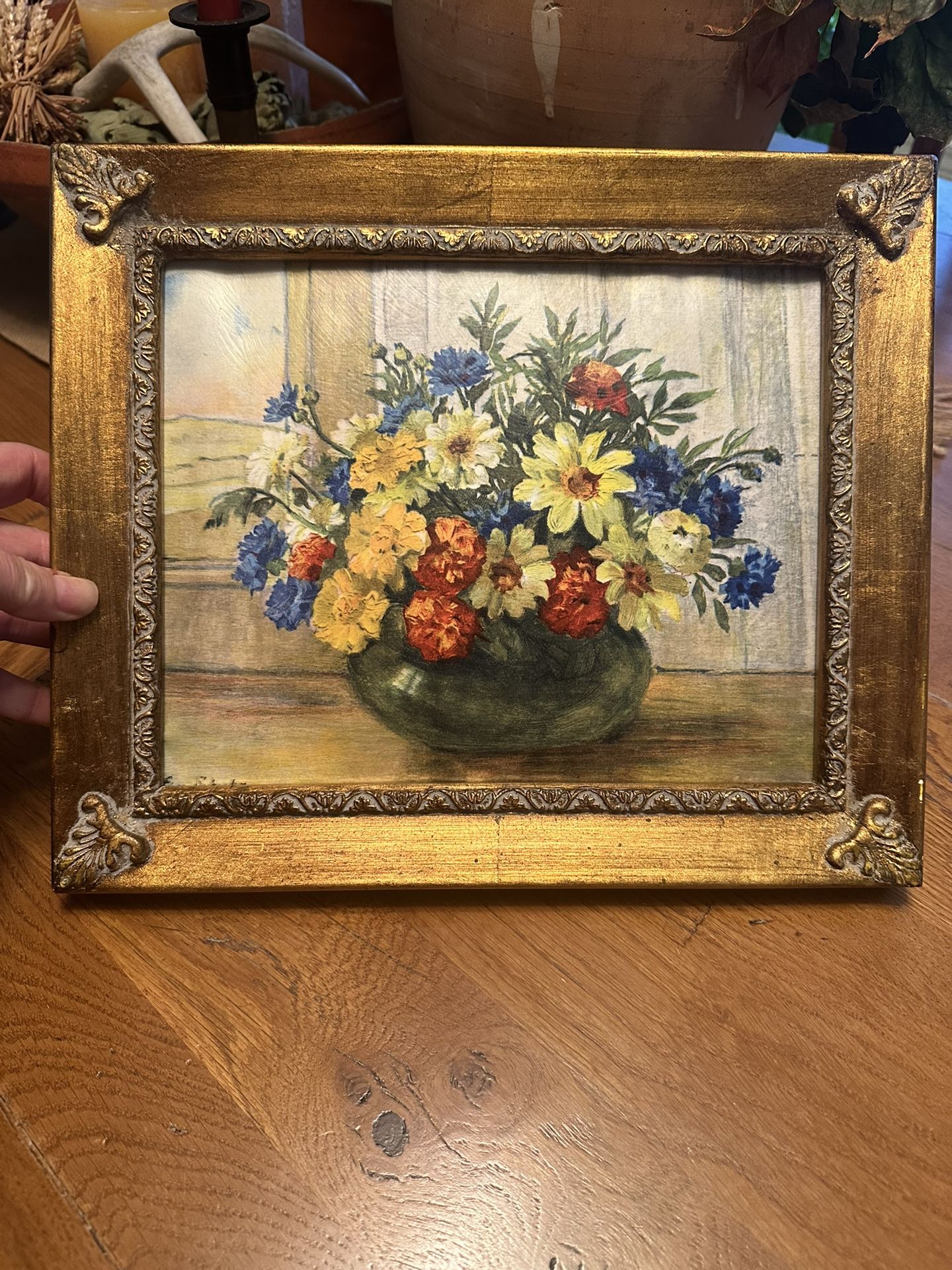 Vintage Gold Frame With Floral Print