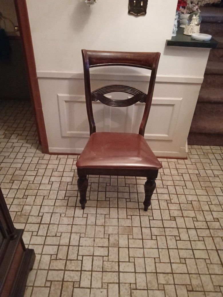 Dining Room Chair/ Wooden/ Cloth Seat With Plastic Cover 