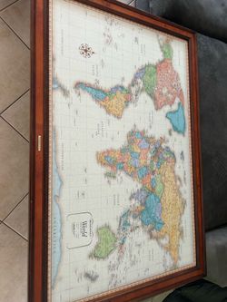 Randy Mcnally Burlwood Frame Magnetic Travel Map