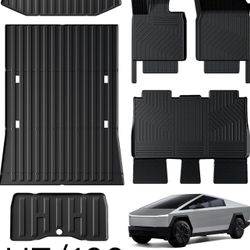 6 Pcs Mats Set Compatible with Tesla Cybertruck 2024, TPE All Weather Trunk Bed Cargo Liner for Cybertruck Accessories (Floor Mats+Truck Bed Mat+Rear 