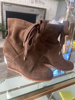 New 6M Kate Spade Suede Wedge Ankle Boots