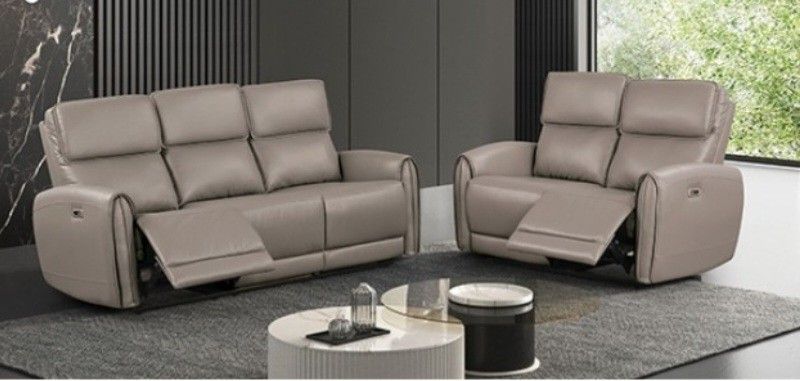 Brand New Light Brown Leather Power Reclining Sofa & Loveseat 