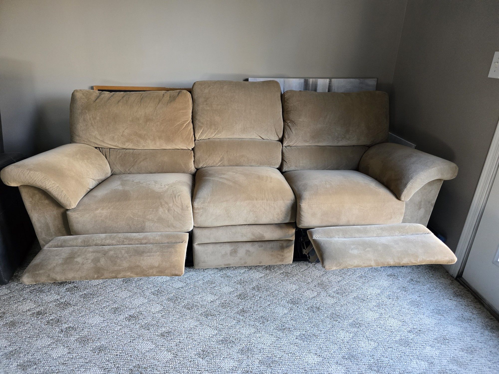 Like New $$350.00 Tan Recliner Sofa & Rocking Chair