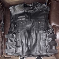 Anarchy Leather Vest With Back Armor 3xl 200 OBO