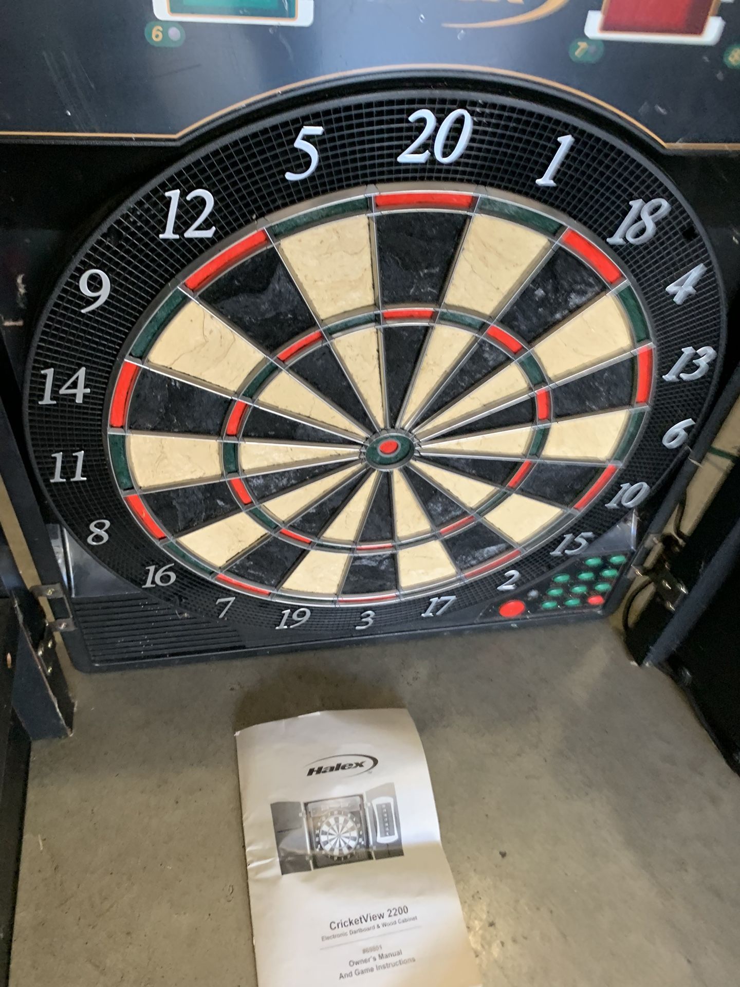 Pre-owned HALEX CricketView 2200 Electronic Dartboard And Wood Cabinet