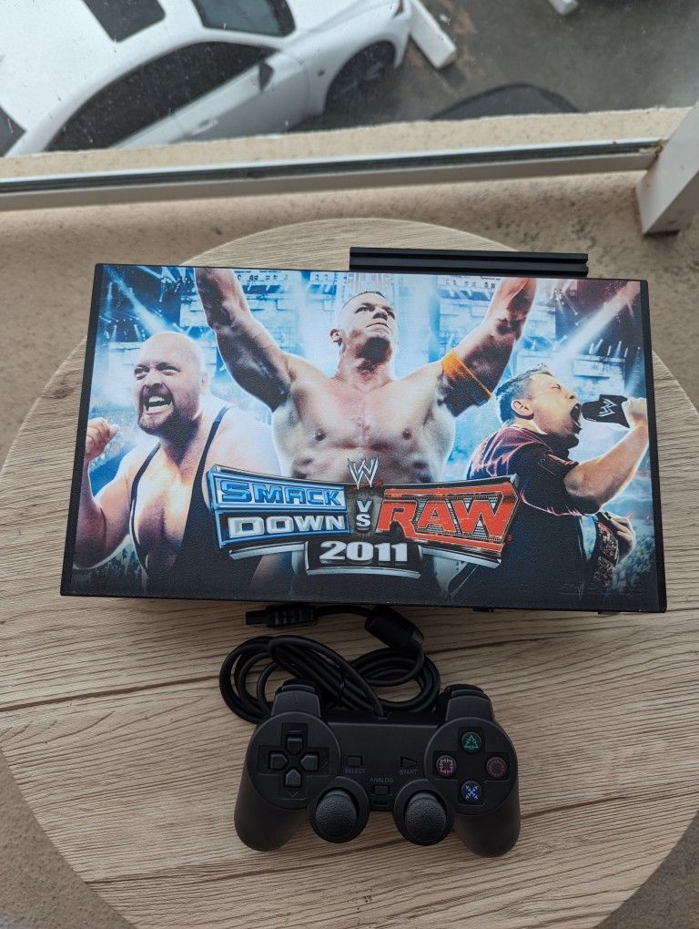 PlayStation 2 PS2 Smack Down VS Raw 1TB Full of games New controller HDMI adapter