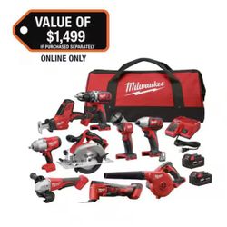 Milwaukee M18 18-Volt Lithium-Ion Cordless Combo Kit (9-Tool) with (2) Batteries, Charger, and Tool Bag