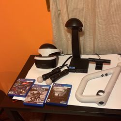PlayStation VR + Controllers, Stand, and Games