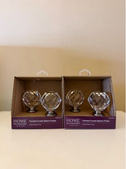 Crystal Sphere Finials for Curtain Rods (4 Pack)