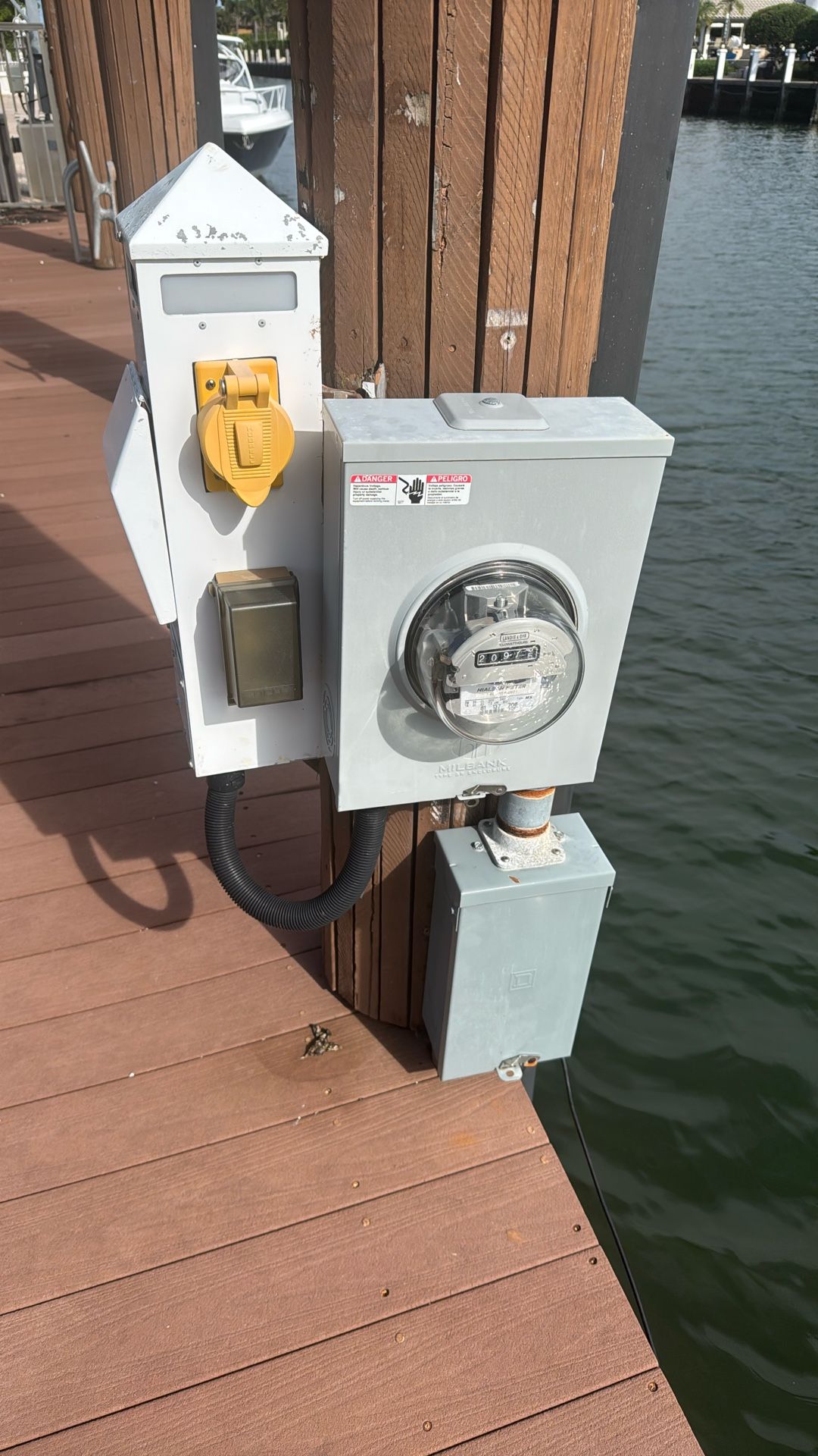 Dock pedestal with a meter