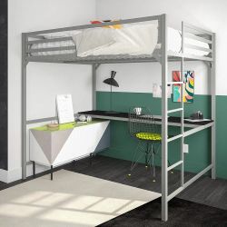 *Brand New*  Full Size Metal Loft with Desk, Silver 