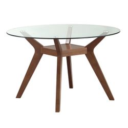 Beautiful glass top mid-century modern round dining table