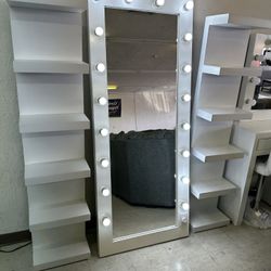 New White Full Body Mirror With Dimmer