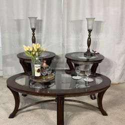 3 Piece Glass Top Coffee Table Set