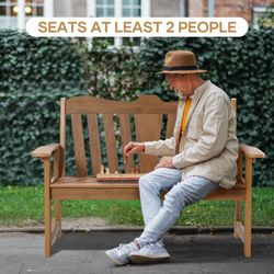 2 Person Outdoor Garden Bench, Outdoor Bench with Wide Armrests and Backrest, All-Weather Patio Weatherproof , 2-Patio Bench Suit for Garden, Porch an