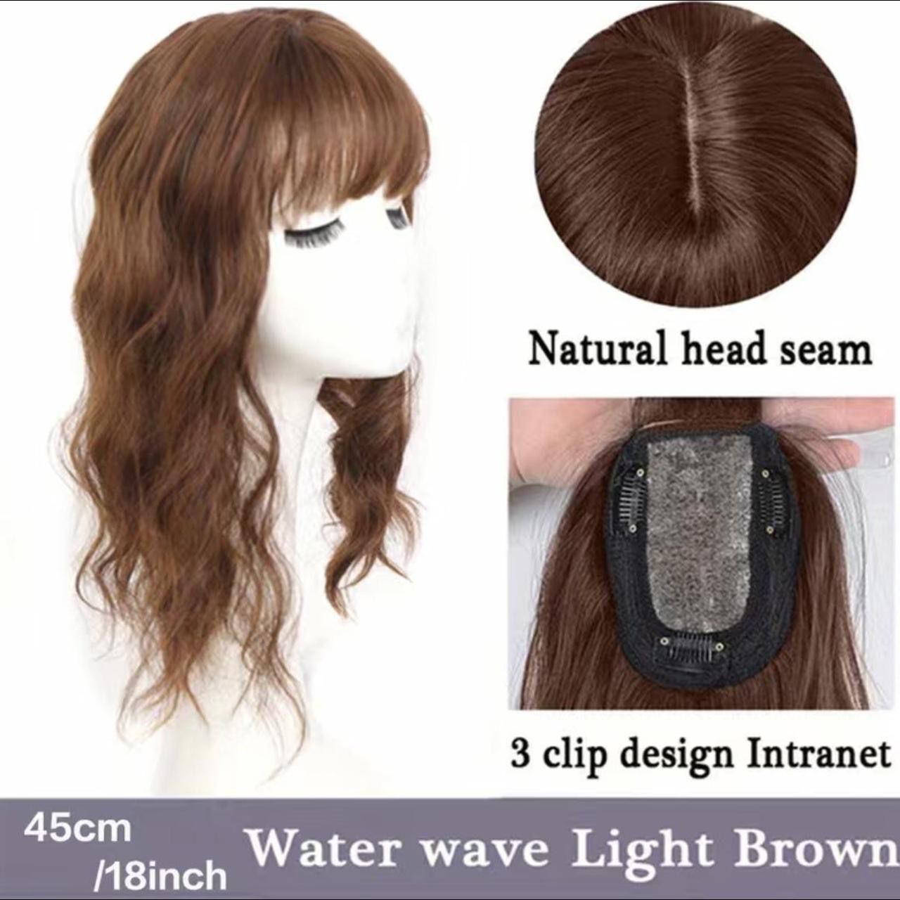 Human hair blend brown topper extension.