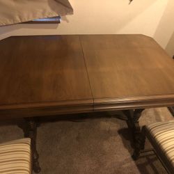 1920s Solid Walnut dining room table and chairs Full Original Set