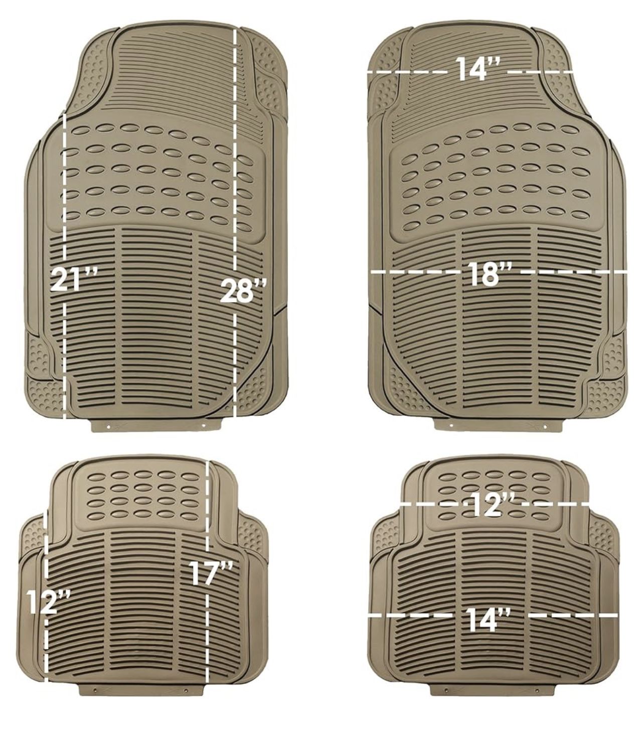 🆕 Automotive HeavyDuty Rubber Floor Mats for Cars, Universal Fit Full Set