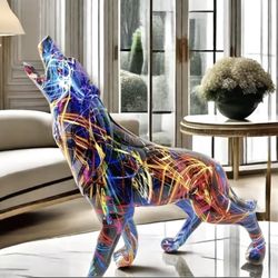 Colorful Wolf Sculpture 
