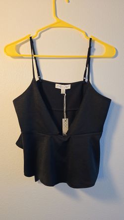 Cute black top w/ ribbon tie front