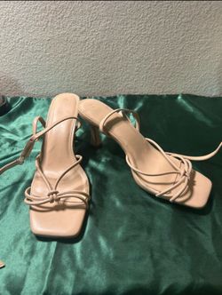 Nude Lace Up Heels Open Toe
