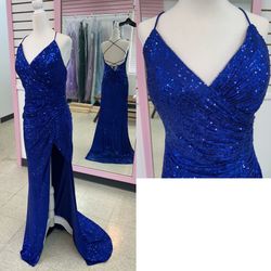 New With Tags Royal Blue Sequin Long Formal Dress & Prom Dress $135