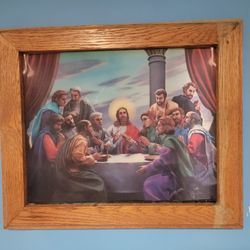 Hologram Framed 3D Picture Of Jesus & Disciples ~ 16.5"×13.75"