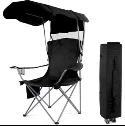 Brand new in box! Camping Chairs, with Sunshade Canopy, Heavy-duty Folding Outdoor Chairs, Equipped with Armrests, Cup Holders And Carry Bags, Portabl
