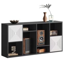 NEW922 $50  WOODEN 8-COMPARTMENT STORAGE ORGANIZER  Cube Storage Organizer with Doors: Compared with ordinary display cabinets on the market, our cube