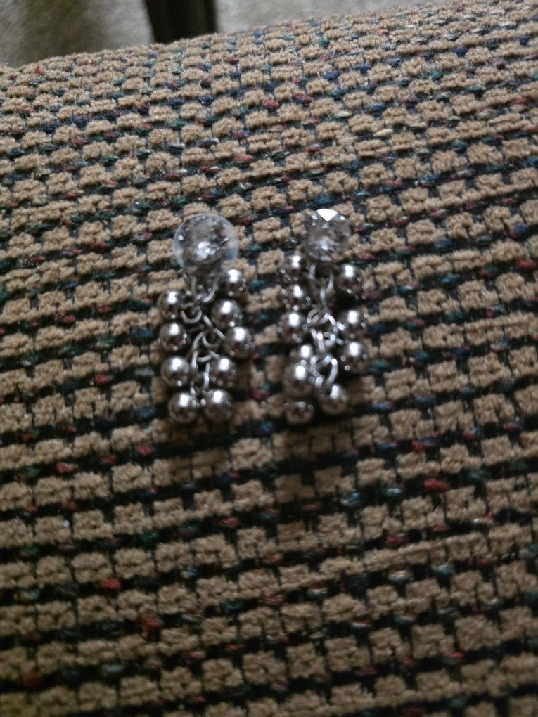 Vintage 60's Silver Beaded Cluster Earrings