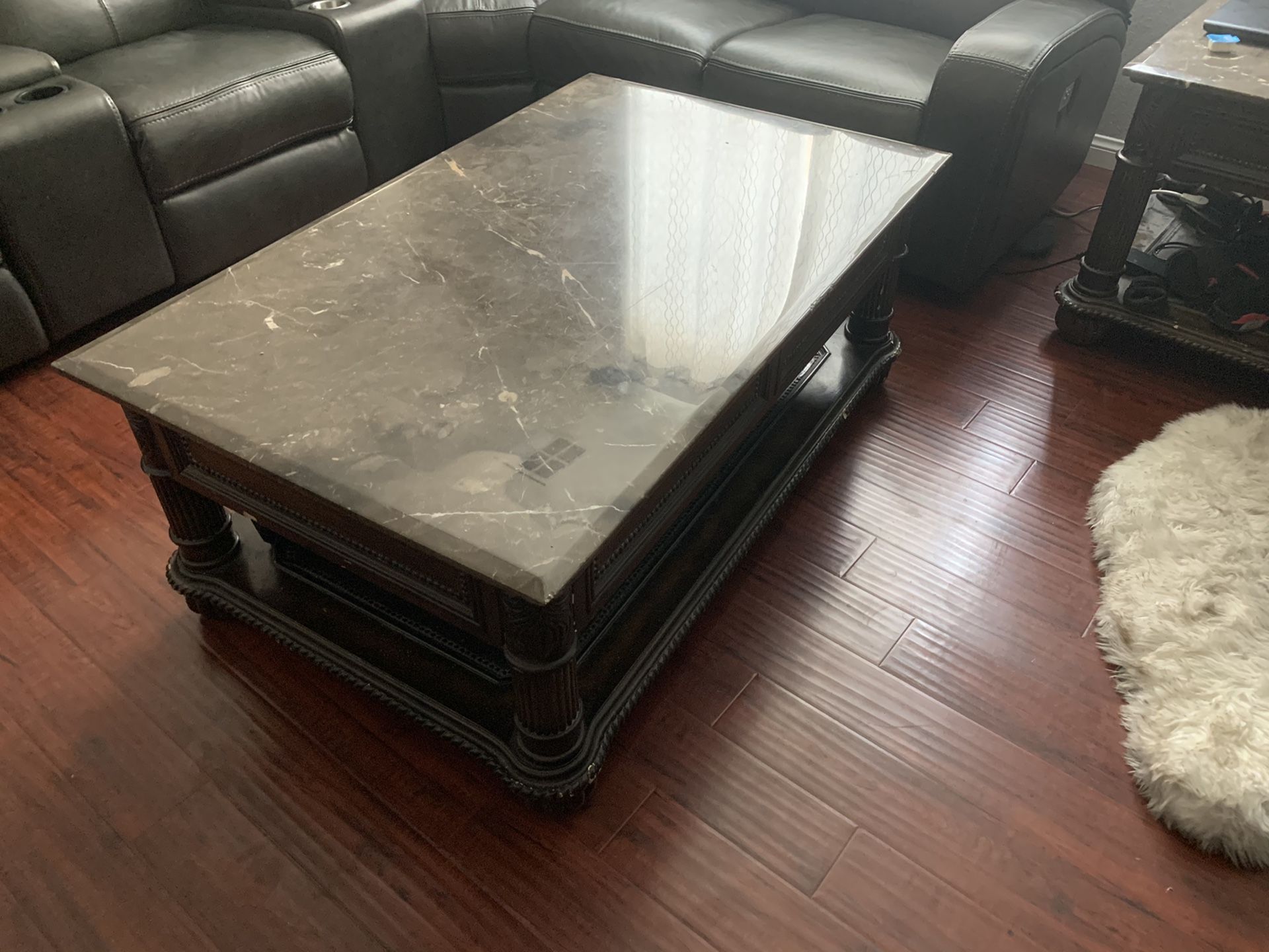 Granite coffee table and two end tables